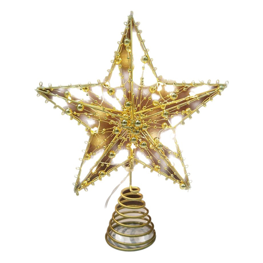 Christmas Decoration Five-Pointed Star Led Light Wrought Iron Star Christmas Tree Luminous Tree Top Star Christmas Atmosphere