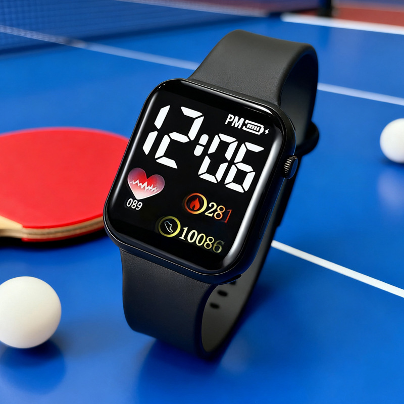 Cross-Border Led Square Student Digital Watch Couple Waterproof Digital Touch Screen Sports Bracelet Douyin Face Single Delivery
