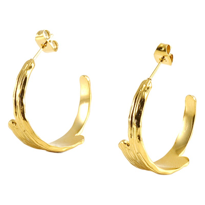 New cross-border stainless steel light luxury fashion earrings titanium steel 18K gold-plated retro all-match high-end earrings for women