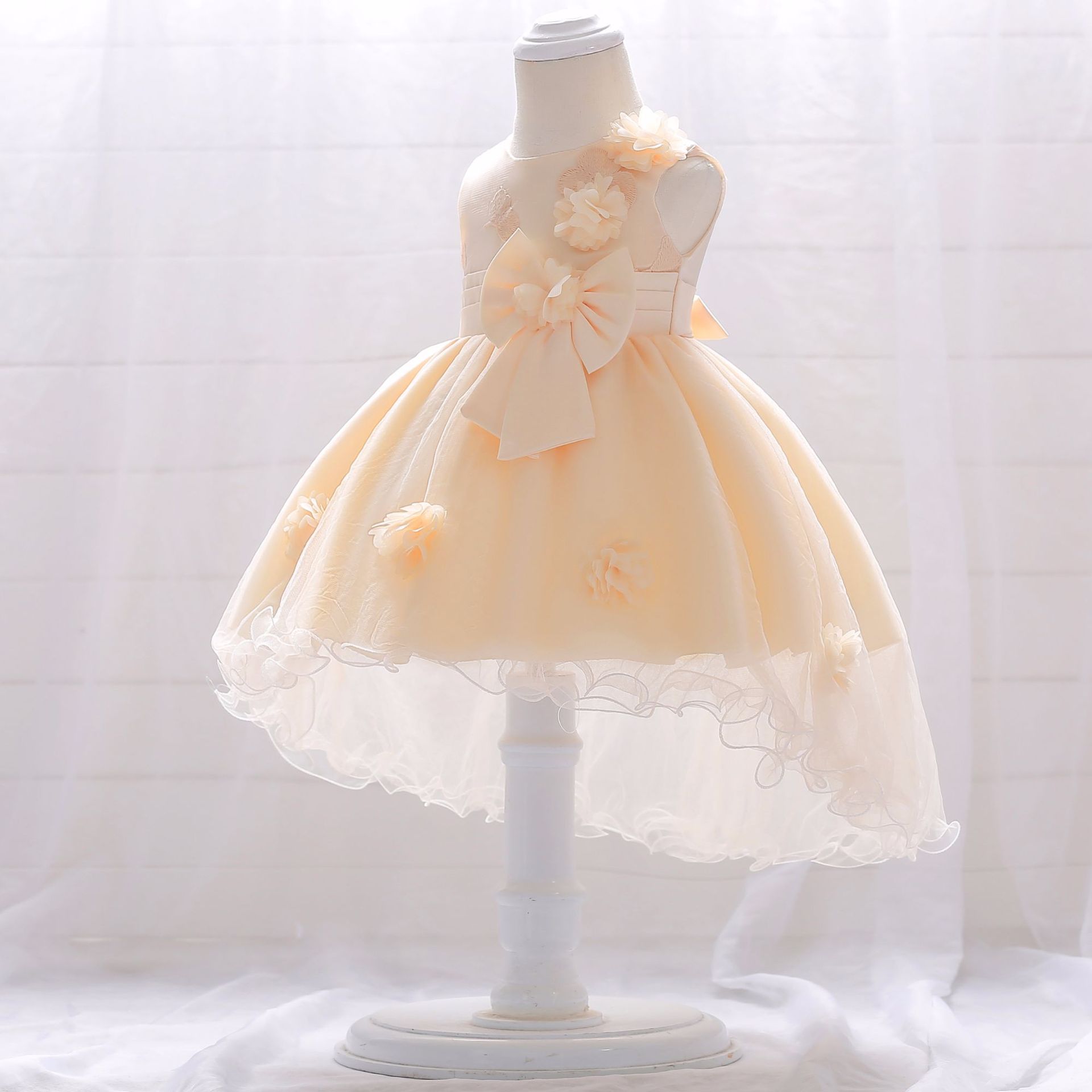 Picture of 2024 new baby princess dress embroidered flower wedding dress trailing baby wash dress cotton kids