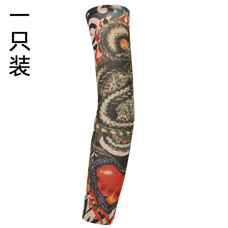 Picture of Flower Arm Tattoo Sleeve Seamless Outdoor Riding Tattoo Sunscreen Sleeve Riding Tattoo Sleeve Optional Color Cross Border