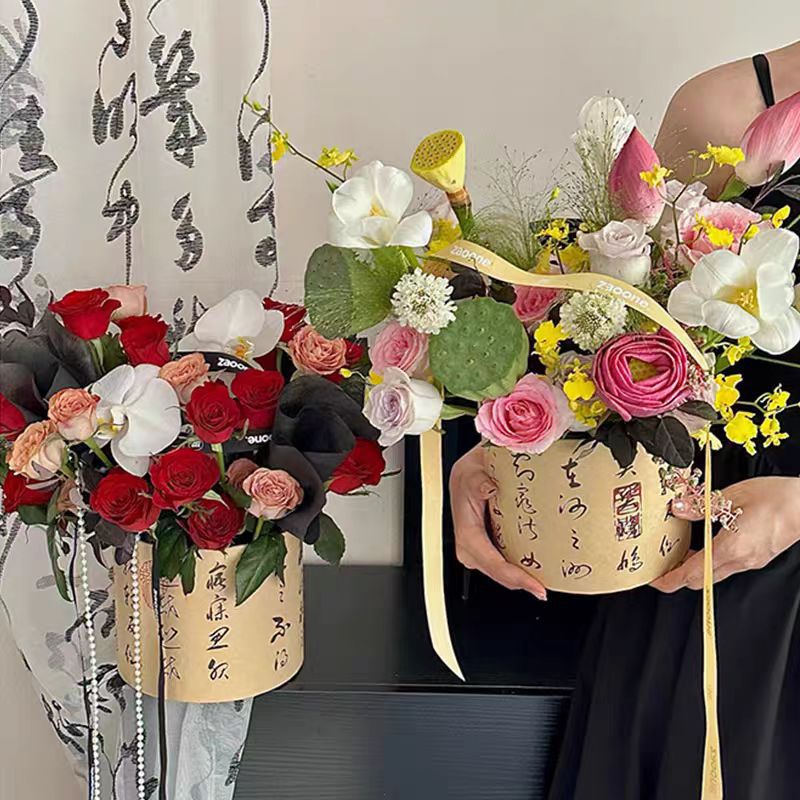 Teacher's Day New Style Antique Lotus Flower Arrangement Hug Bucket High-End Valentine's Day Gift Bouquet Ornaments Wholesale