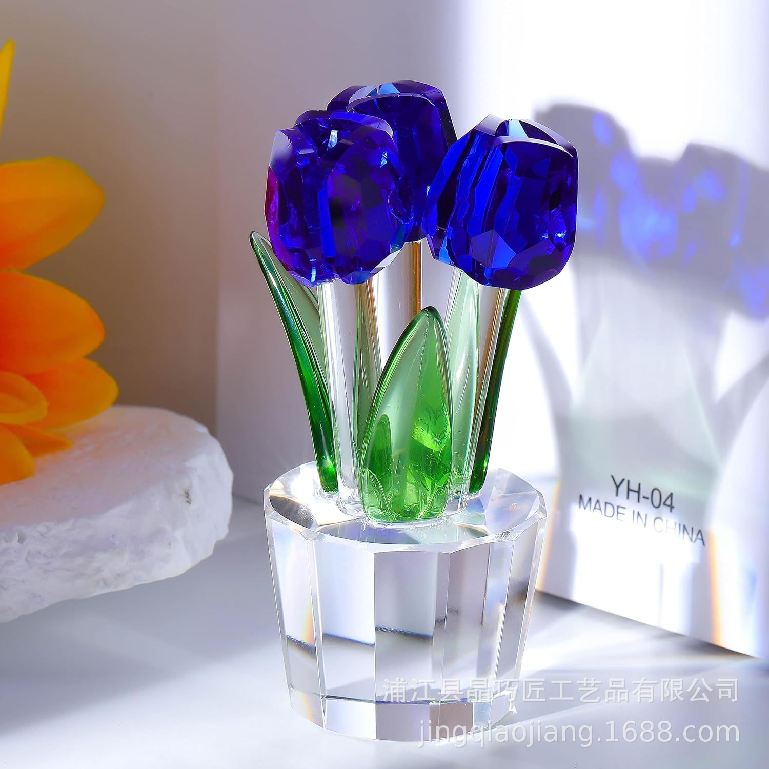 Picture of Cross-Border Best-Selling Tulip Crystal Crafts Ornaments Manufacturers Wholesale Home Living Room Desktop Flower Decoration