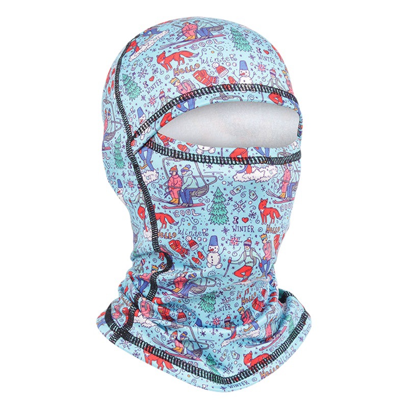 Qianqian wojia velvet windproof children's ski Hood fleece warm hat breathable face towel outdoor riding mask