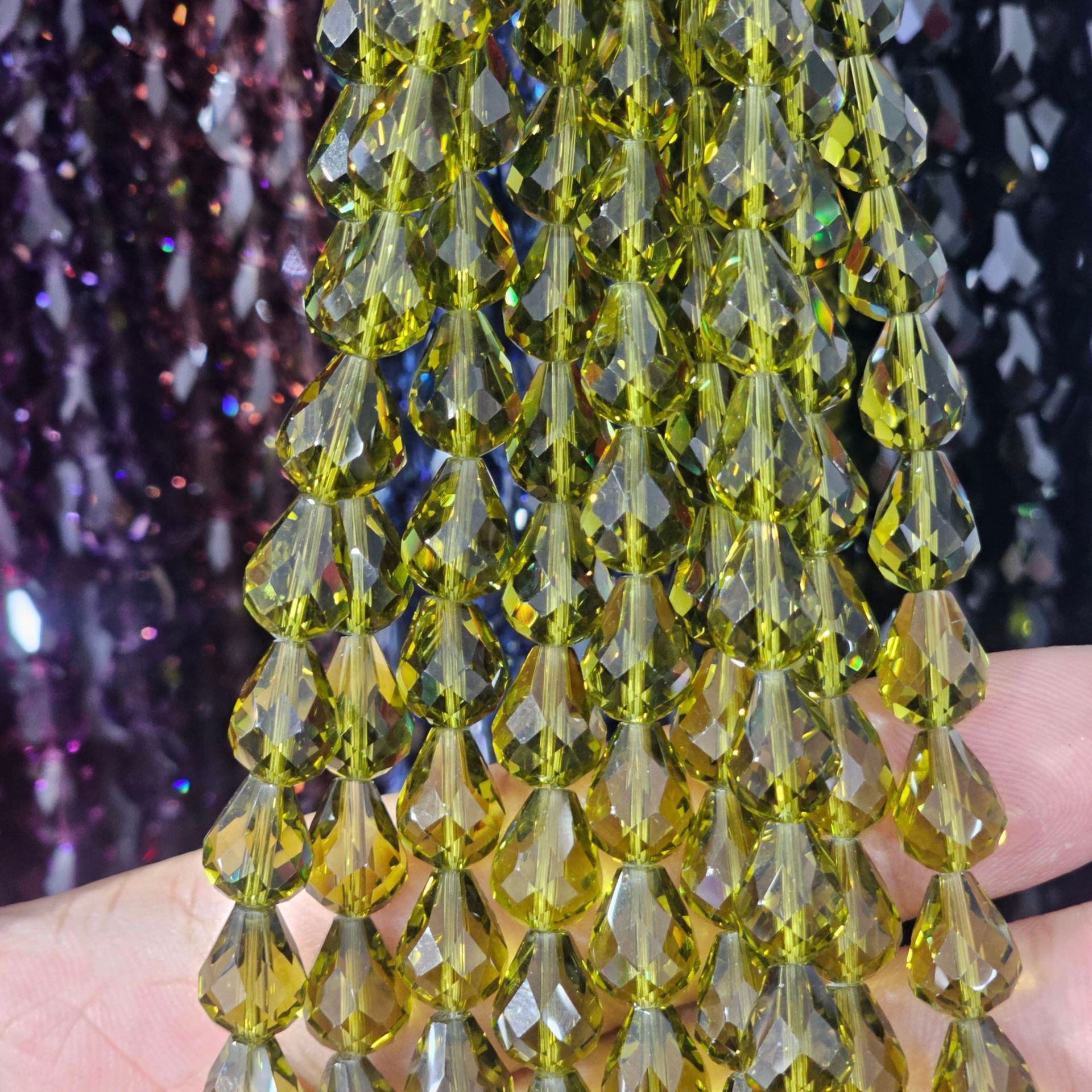 Picture of K9 Crystal through hole water drop cut surface dripping loose beads DIY handmade accessories beaded mobile phone chain bracelet hairpin