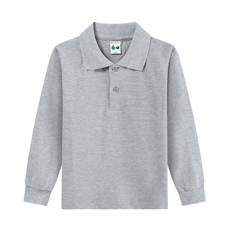 Picture of Boys' polo shirt long sleeve T-shirt children's cotton school uniforms girls lapel garden clothes White bottoming shirt a generation of hair