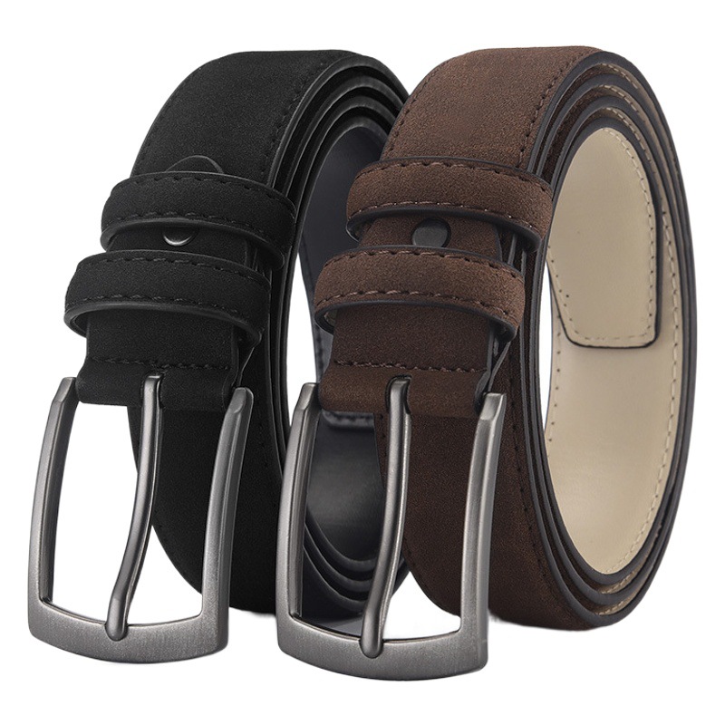 Belt men's wholesale suede pin buckle belt men's Korean version of the middle-aged youth business pants belt cross-border explosions
