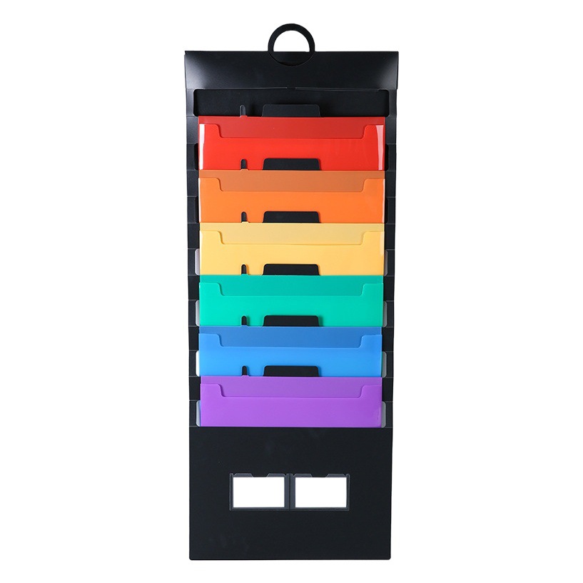Portable Hangable Storage Bag Rainbow Organ Bag Office Folder Wall-Mounted Folder Colorful Storage Bag
