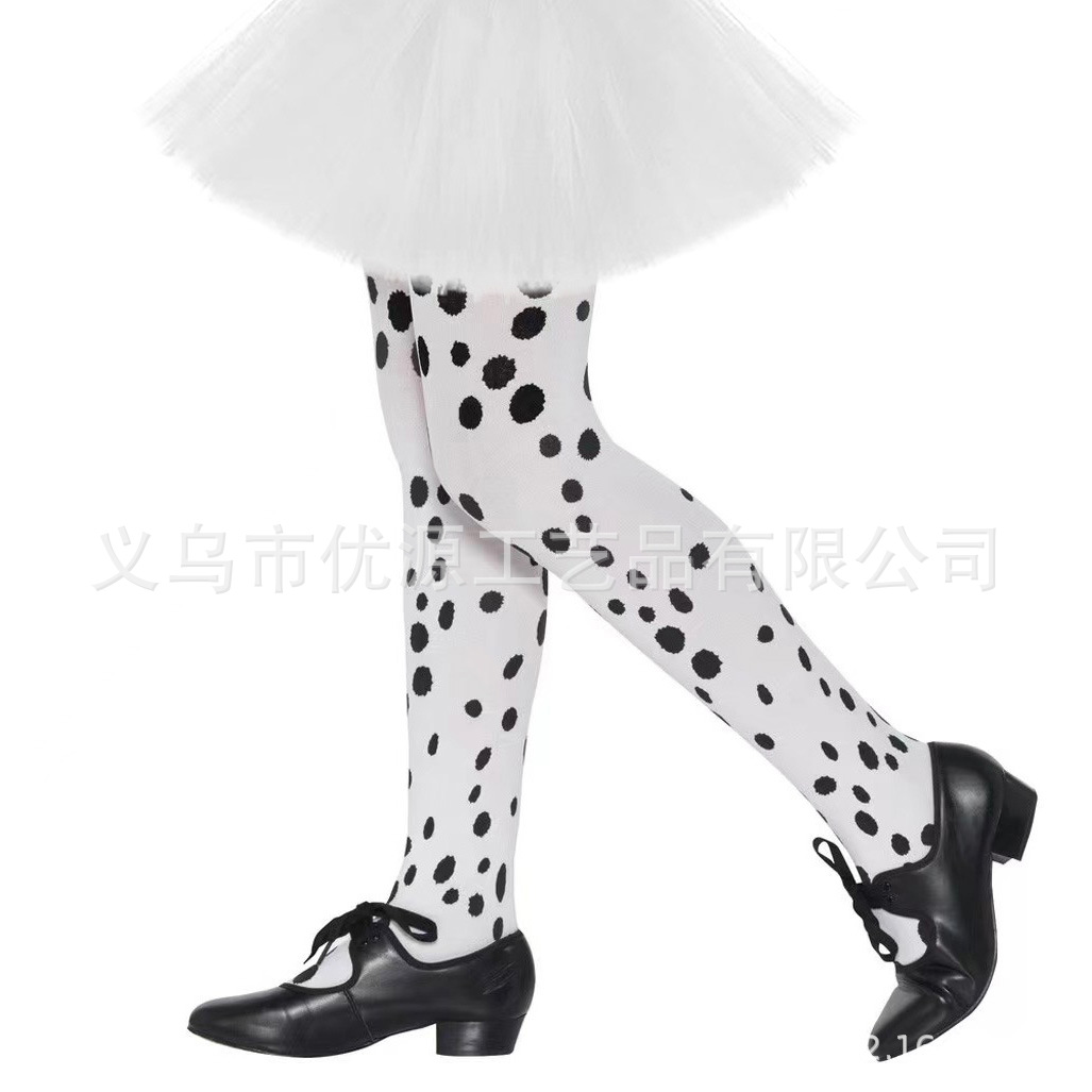 Halloween Christmas Cow Dalmatians Children Rabbit Ears White Gauze Skirt Pants Foot Stamp Socks Set