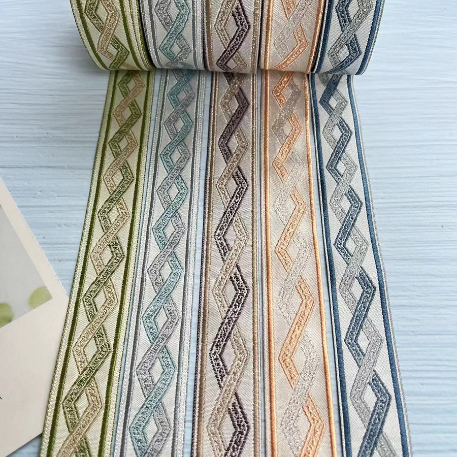 Jacquard Ribbon Curtain Lace Quadrilateral National Style Curtain Fabric Accessories AH-2846 3CM Wide