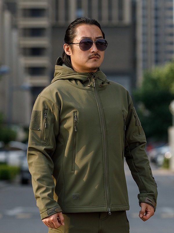 Picture of Shark skin soft shell assault clothing camouflage jacket fleece padded tactical clothing hooded jacket manufacturers in stock