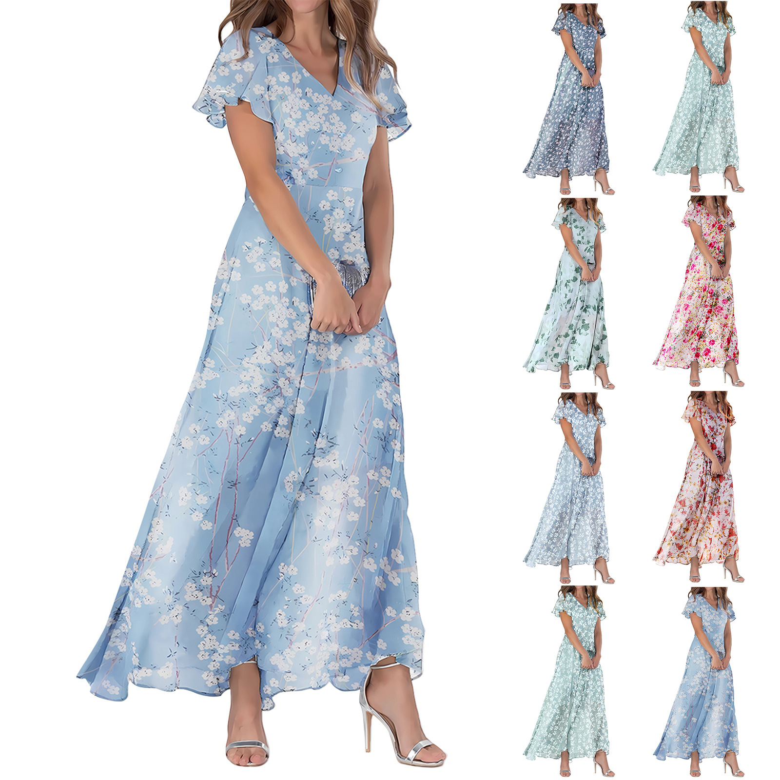 2024 Explosions dress plus size Women's Fashion Sexy in stock Amazon AliExpress dress Group Printing