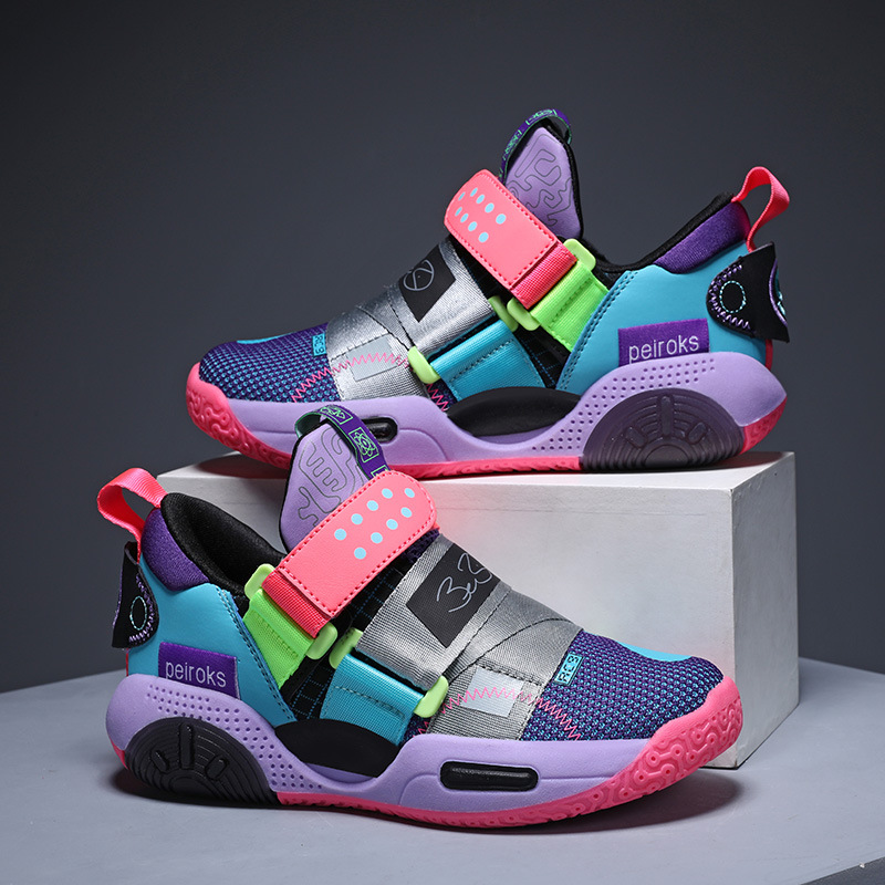Boys' Shoes, Kidsren's Sports Shoes, Autum Breathable Girls' Shoes, Wear-Resistant Sneakers, Practical Training Basketball Shoes for Middle and Older Kidsren