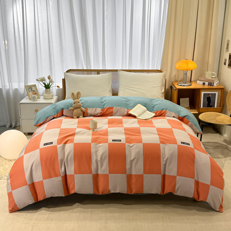 Picture of Cotton brushed duvet cover single piece modern simple single double dormitory thickened quilt cover pure cotton duvet cover single piece