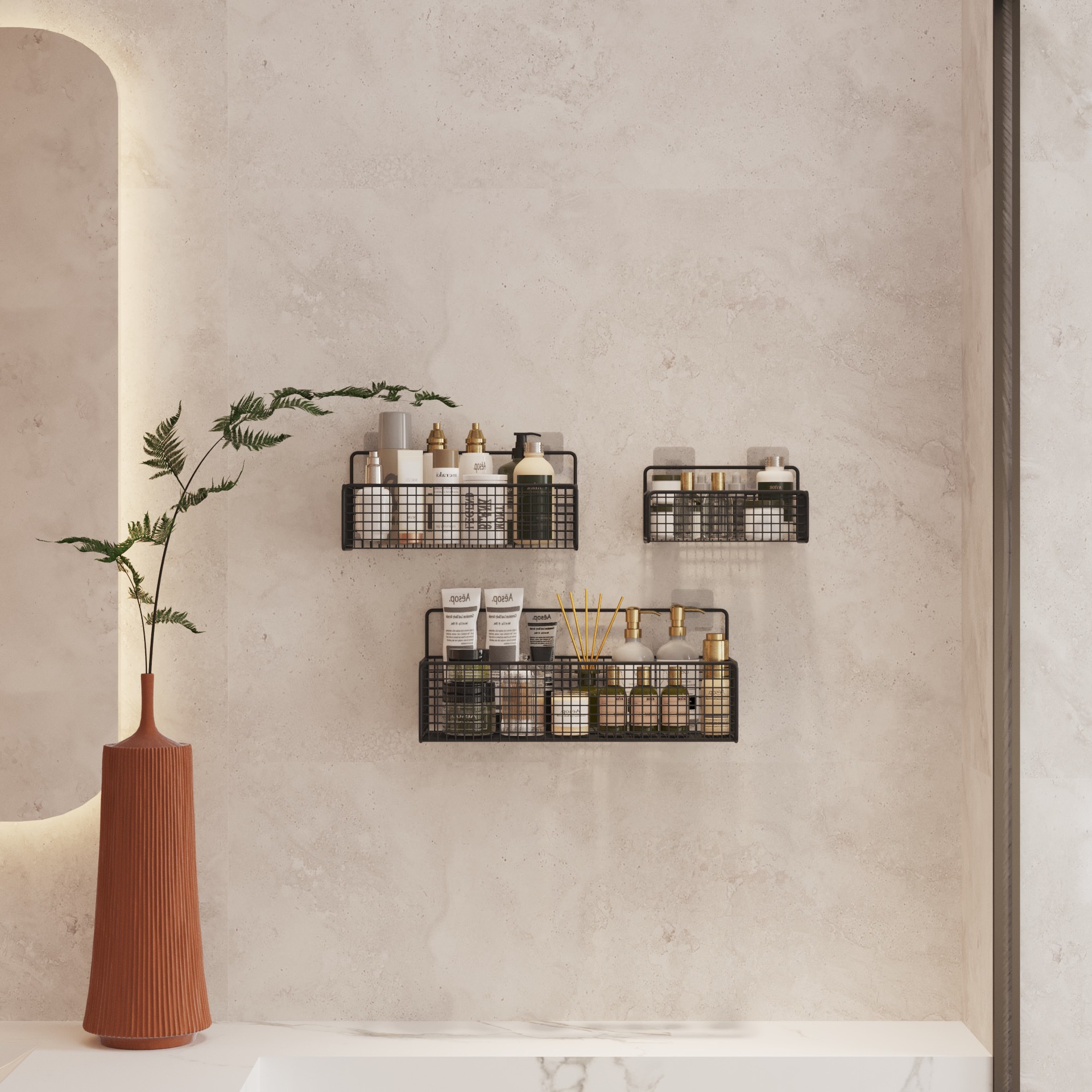 Punch-free Toilet Storage Rack Wall-mounted Wall-mounted Storage Rack Toilet Toilet Washstand Supplies Bathroom Rack
