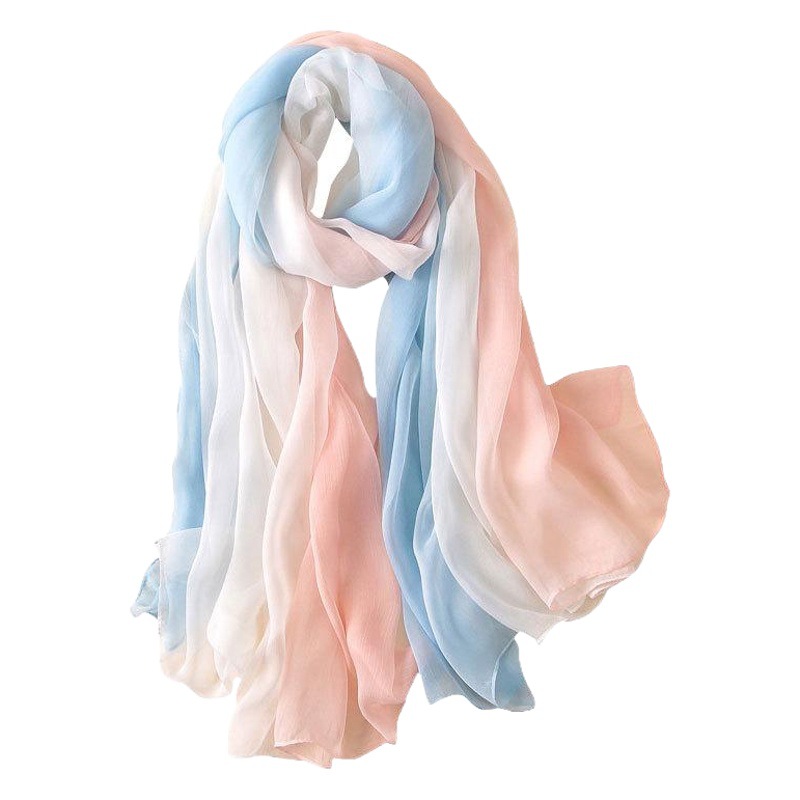 Spring and Summer New Scarf Women's Korean Style Fashion Gradient Long Shawl Fashion Trend Sunscreen Silk Scarf Thickened Scarf