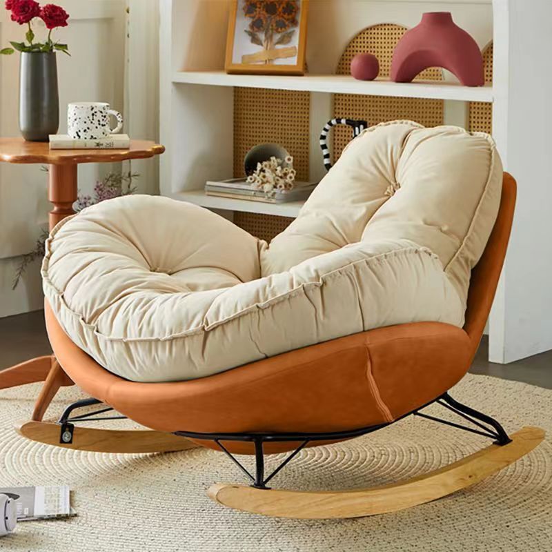 Trendy Large White Sofa Japanese-Style Single Rocking Chair Balcony Living Room Bedroom Nordic Italian Leisure Lazy Rocking Chair Sofa