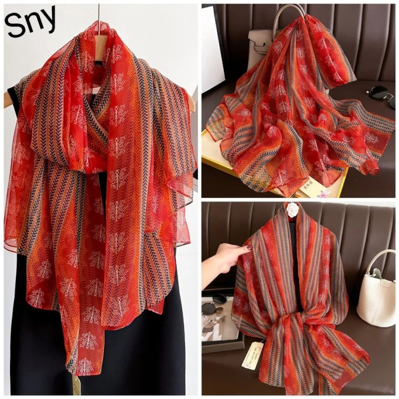 Picture of Spring and Summer New Soft Yarn Sunscreen Shawl Summer Thin Imitation Silk Long Silk Scarf Fashion Printed Flower Scarf