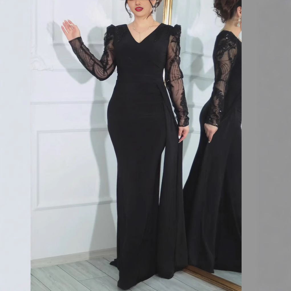 Elegant European American dressLight luxury and elegant European beauty dress slim long skirt