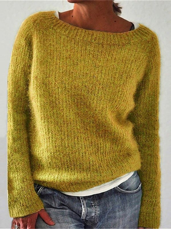 Picture of 2024 Amazon New Sweater Women's Solid Color Quiet Basic Sweater Sweater Round Neck Fashionable and Easiest for Match