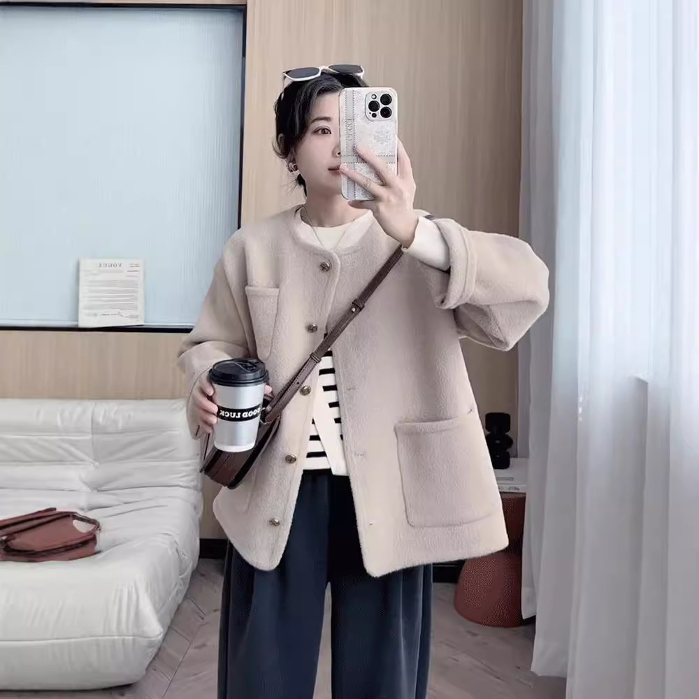 Autumn and Winter New Loose Double-Sided Nimi Fragrant Style Cardigan Women's French Style Light Luxury Fragrant Style Wool Short Jacket Women's Trendy