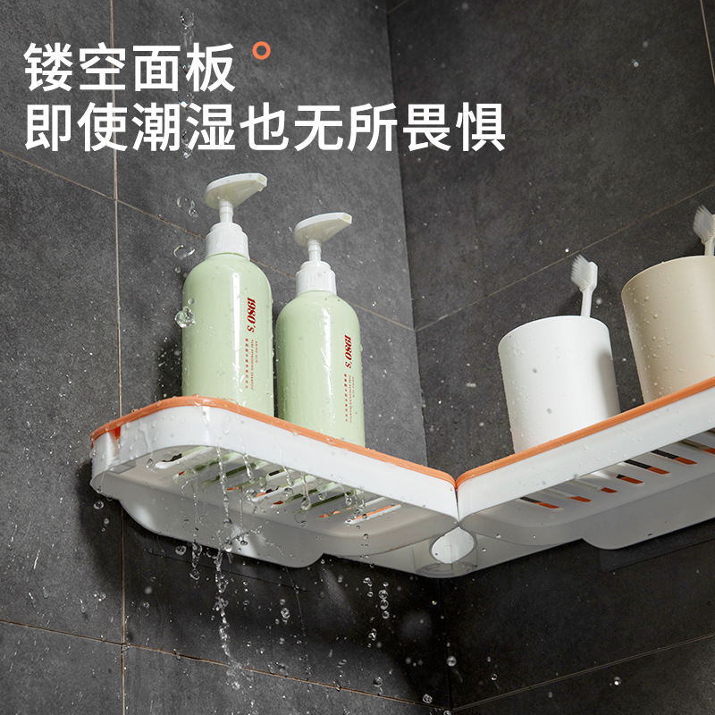 Picture of Bathroom rotating storage rack bathroom punch-free corner rack toilet suction wall suction cup bathroom storage square rack