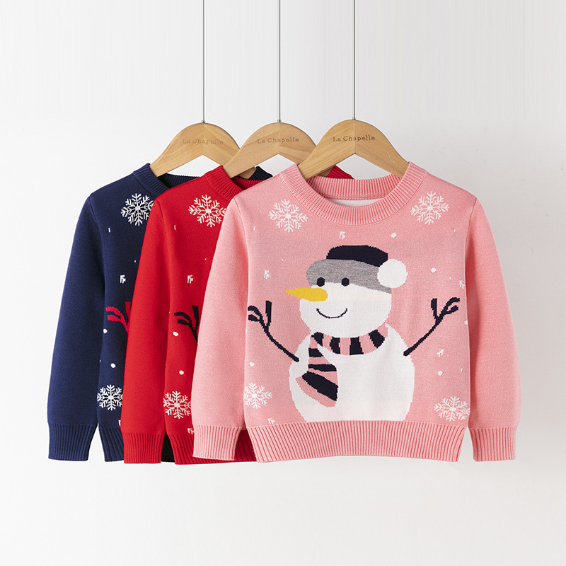Picture of Factory wholesale boys' cartoon bottoming pullover girls' round neck Christmas sweater children's Korean-style European and American children's clothing