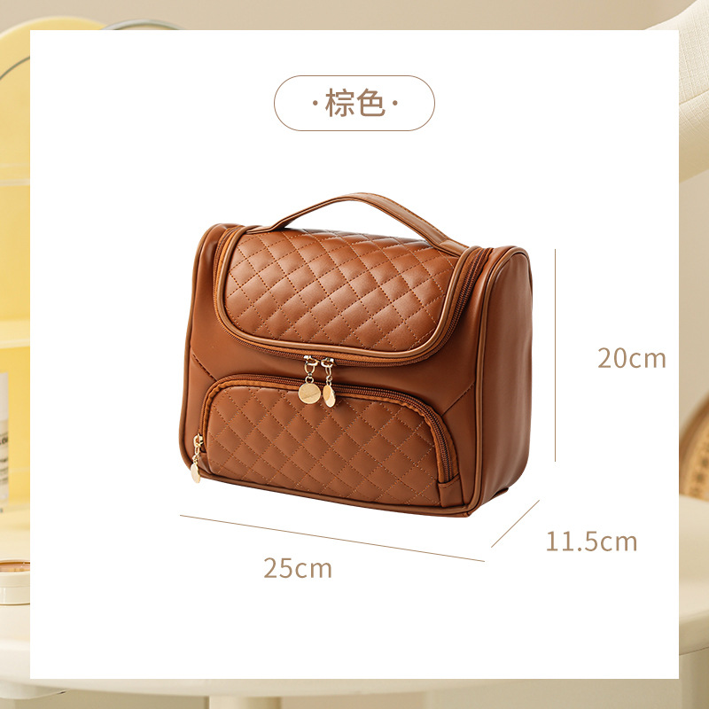 Picture of Pu Quilted Satchel Cosmetic Bag Large Capacity Satchel Waterproof Wet and Dry Travel Toiletry Bag Cross-Border Supply Wholesale