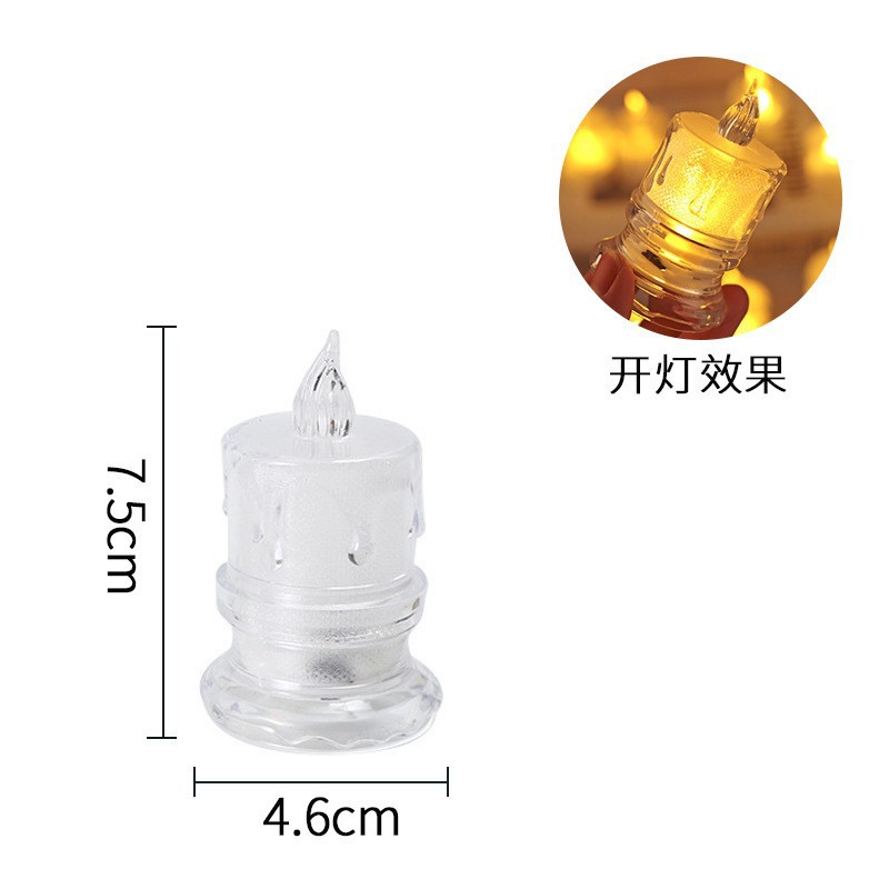 Picture of Electronic Christmas small candle mini LED simulation transparent electronic candle lamp crystal candle holder birthday candle ornaments