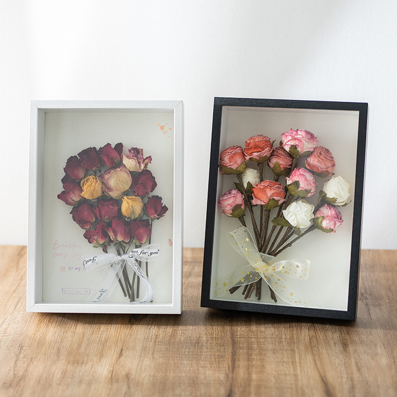 Picture of Stereo Hollow Glass Specimen Frame 7 Inch Handmade DIY Dried Flower Photo Frame Insect Clay Model Set Table Picture Frame Mounted