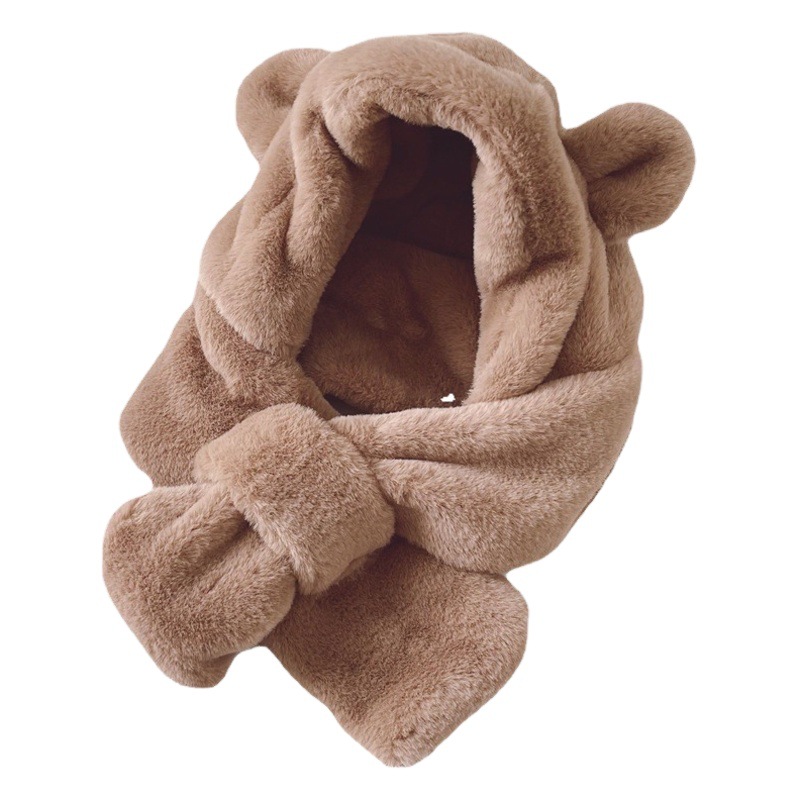 Baby Siamese hat autumn and winter cute children hat scarf set baby plush ear protector hat winter