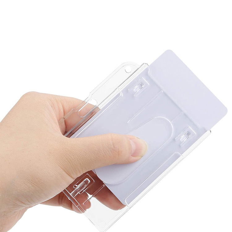 Picture of Amazon hot-selling horizontal with thumb slot card set PC plastic transparent frosted ABS ID card set PS badge