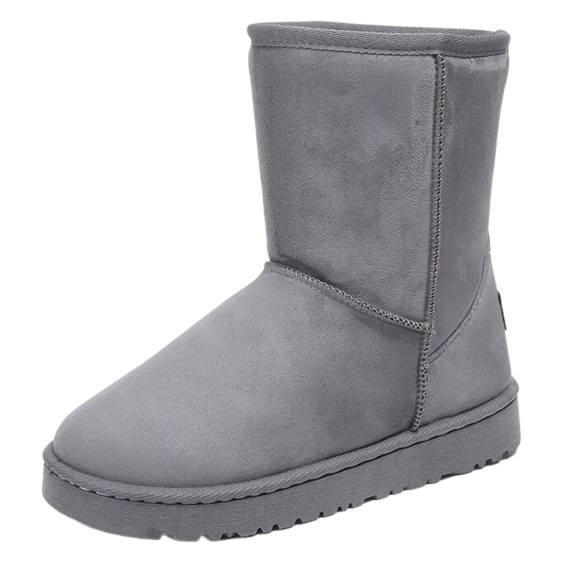 Huili Snow Boots Women's Mid-tube Boots Fur One-piece fleece-lined Thickened Warm Students' Northeast Outdoor Non-slip Cotton Shoes