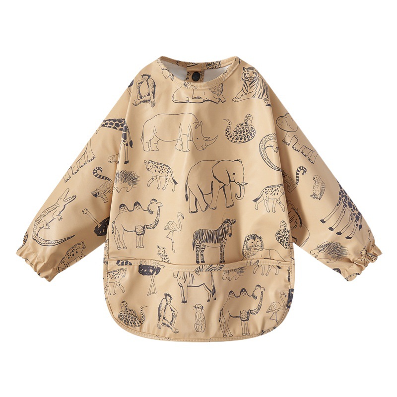 Danish Style Children's Waterproof Anti-Dressing Bib Dinner Cover Baby Dinner Bib Dinner Pocket Drawing Cover