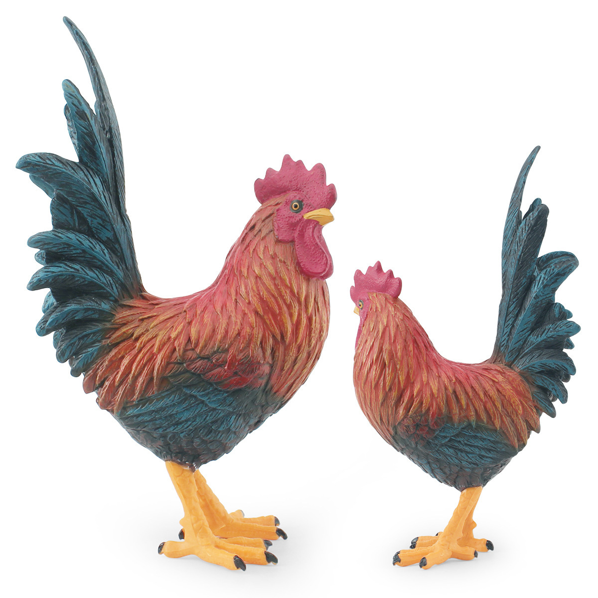 Cross-border simulation farm poultry animal Rooster model children's cognitive Rooster plastic solid static desktop ornaments