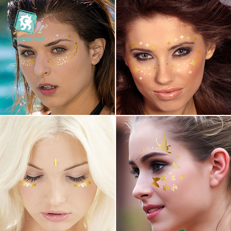Picture of Cross-border Supply Waterproof Bronzing Electric Syllable Tattoo Sticker European and American Carnival Party Face Sticker Masquerade Freckles