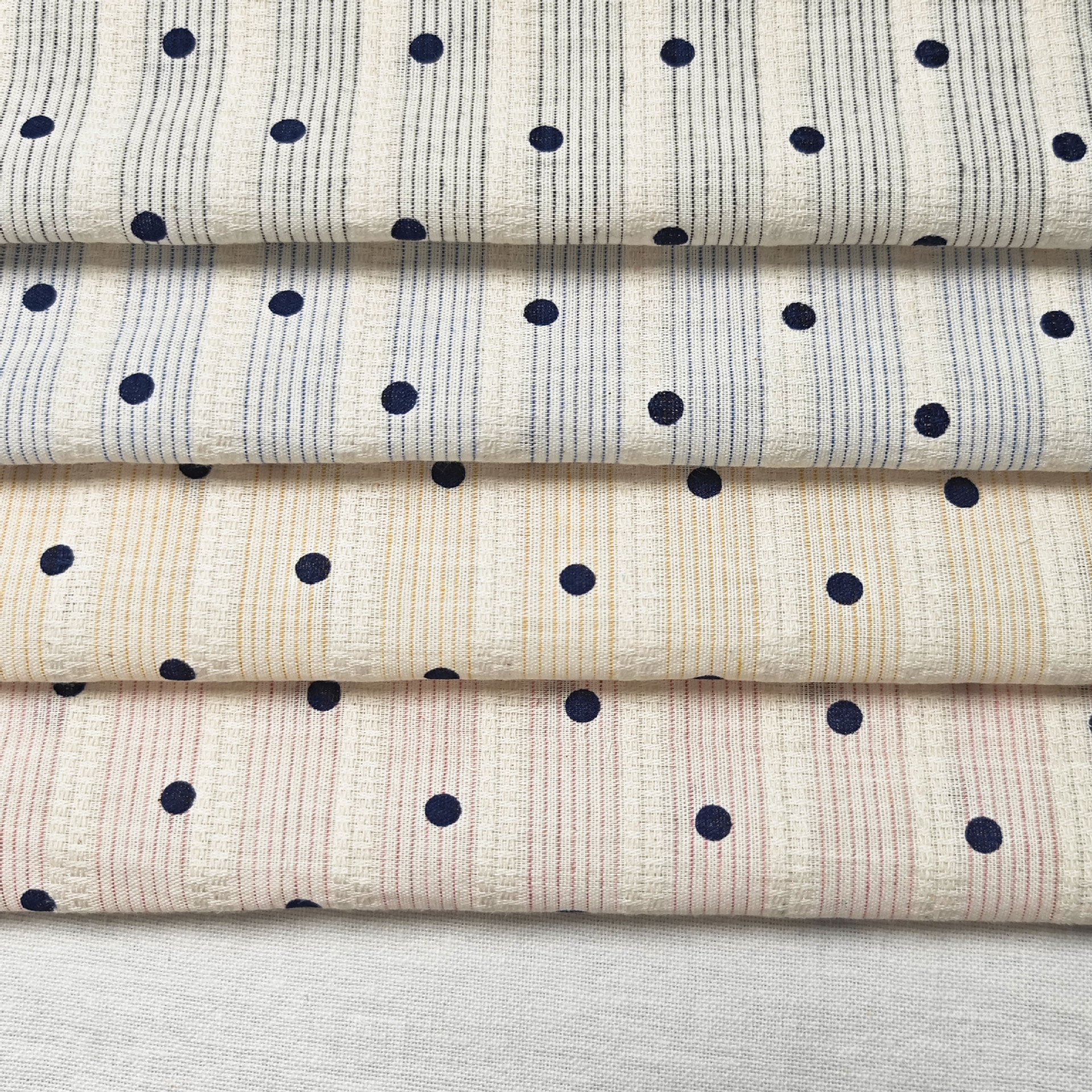 Spring and summer woven fabrics, modern dyed strips, polka dot printed fabrics, workwear, shirts, fabrics, tablecloths, home boutiques