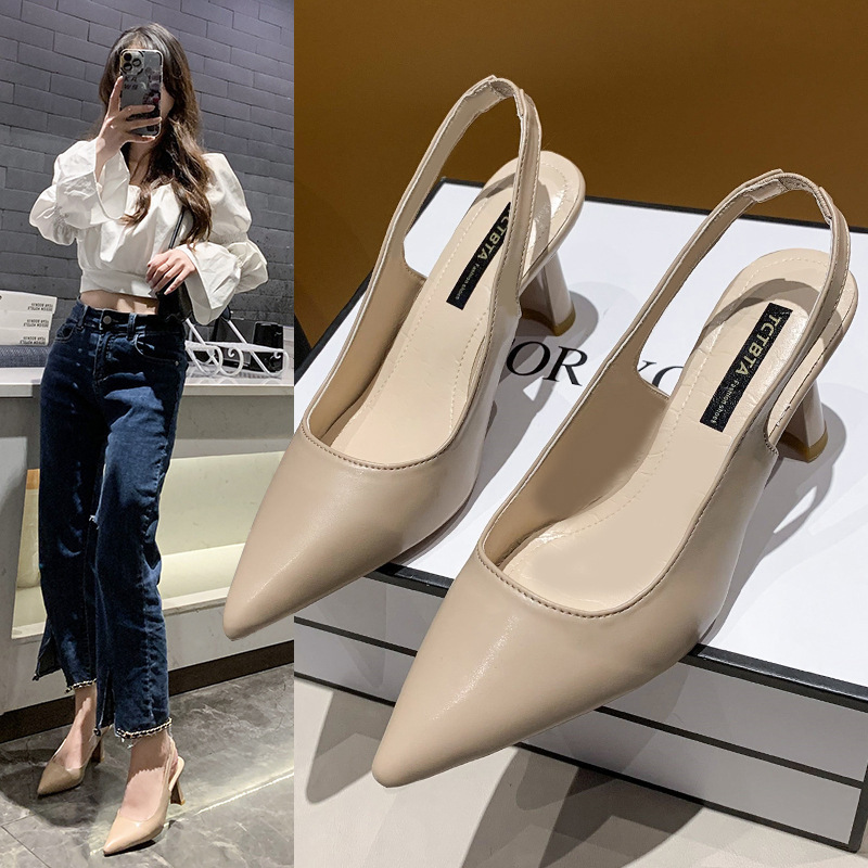 Picture of 2022 Spring and Summer New Pointed Toe High Heels Women's Stiletto Toe Sandals Back Hollow Shallow Mouth Single Shoes Women