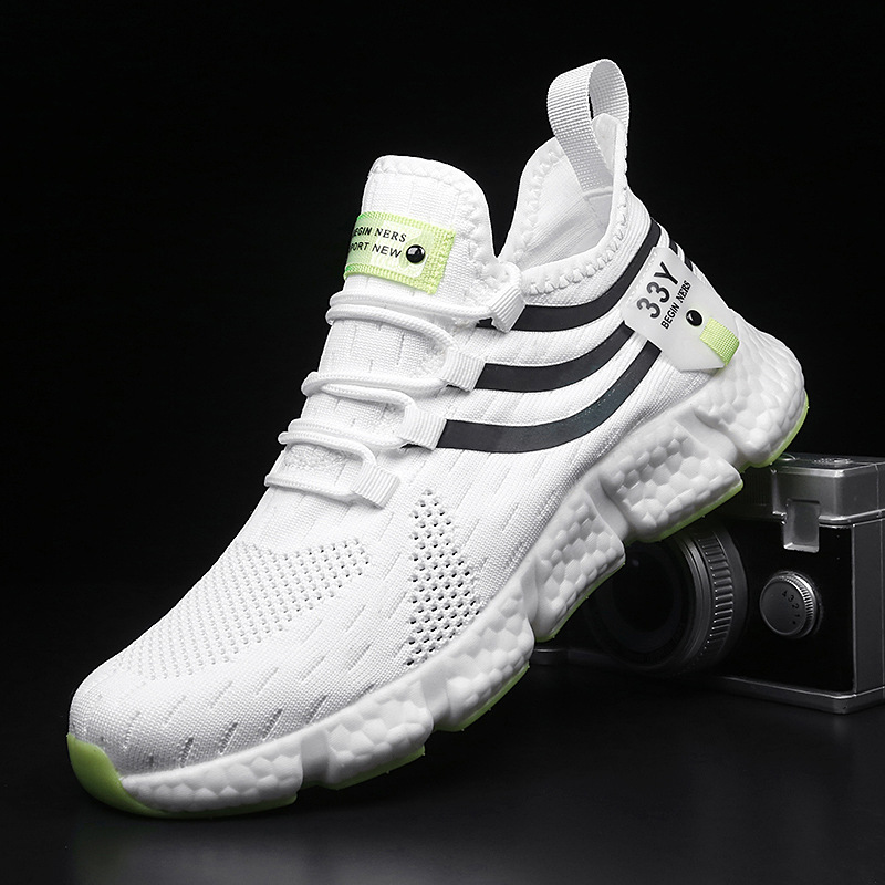 Cross-Border New Style Fly-Woven Mesh Breathable Sports and Casual Shoes, Trendy Non-Slip Cushioning, Lightweight Couple Running Shoes G218