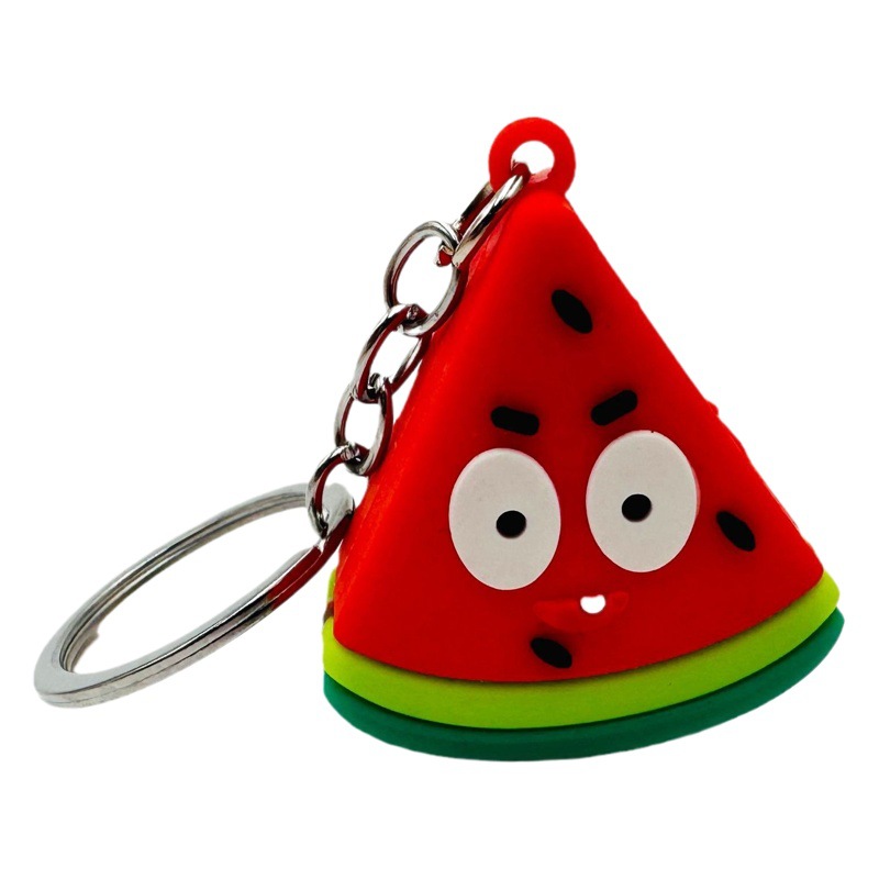 Creative cartoon fruit keychain smiley face expression watermelon durian strawberry pendant bag ornaments gift wholesale