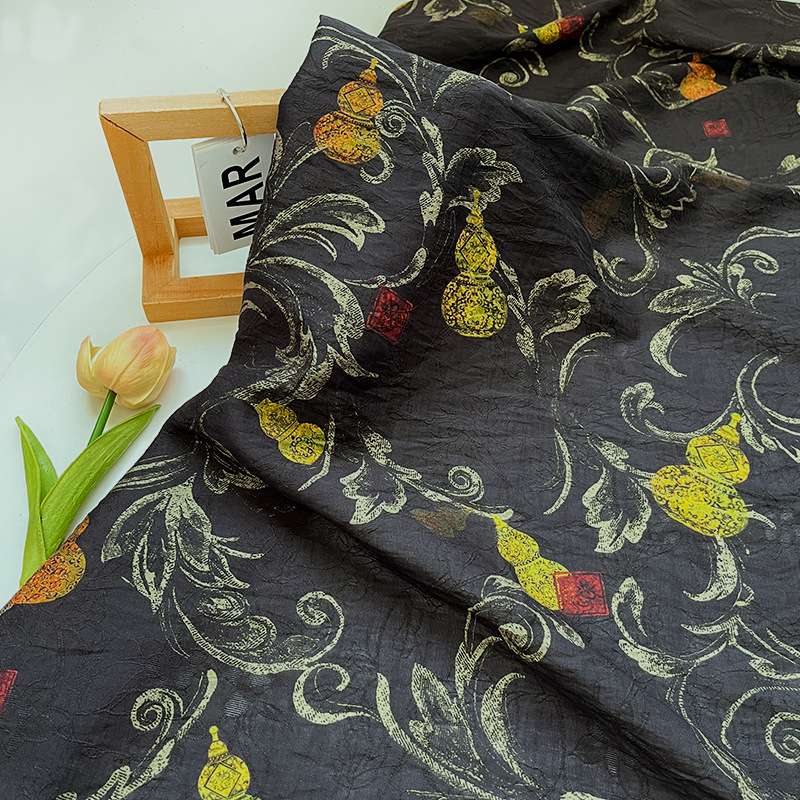 Gourd Pattern Tencel Jacquard Fabric New Chinoiserie Chinese Style Han Dynasty Cheongsam Dress Fabric Handmade DIY Fabric
