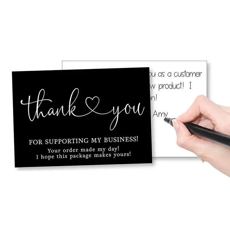 Picture of Cross-Border Wholesale Black Thank You Card Coated Paper Card Thank You Gift Card Packaging English Card