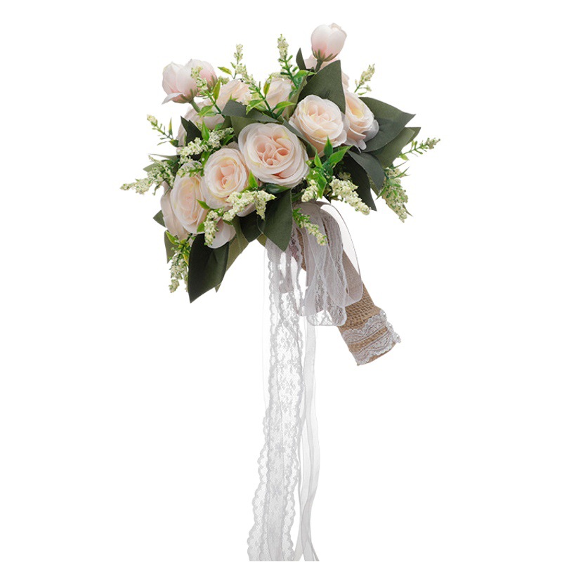 Bridal Rose Bouquet, Wedding Gypsophila Flower Tassel, Korean-Style Certificate-Holding Bouquet, Western-Style Wedding White Bouquet Supply