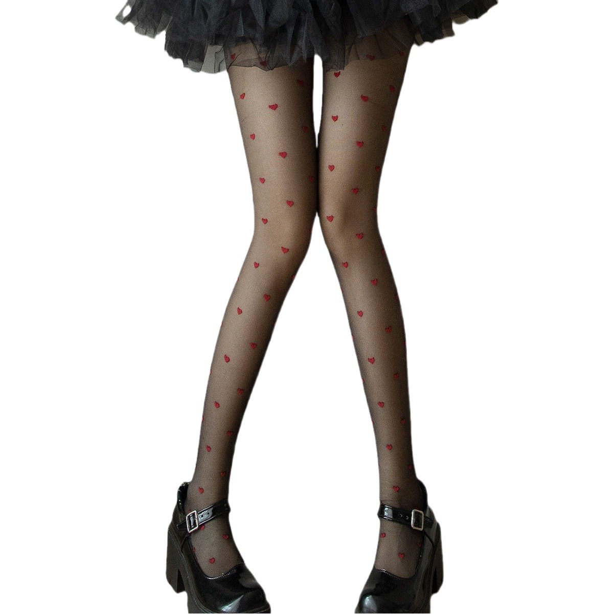 2022 Hot Red Small Love Jacquard Heart Bag Silk Stockings Sexy Legs Slim Skin-transparent Black Pantyhose