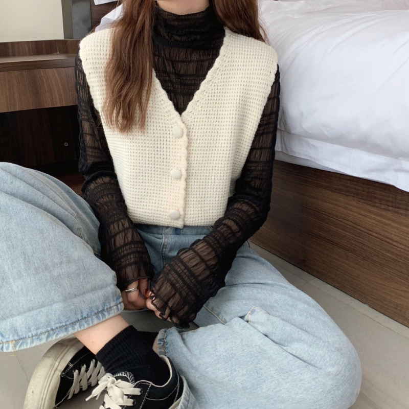Picture of V-Neck Knitted Vest Women's Spring and Autumn 2024 New Loose Retro Waistcoat Sweater Jacket Sleeveless Top