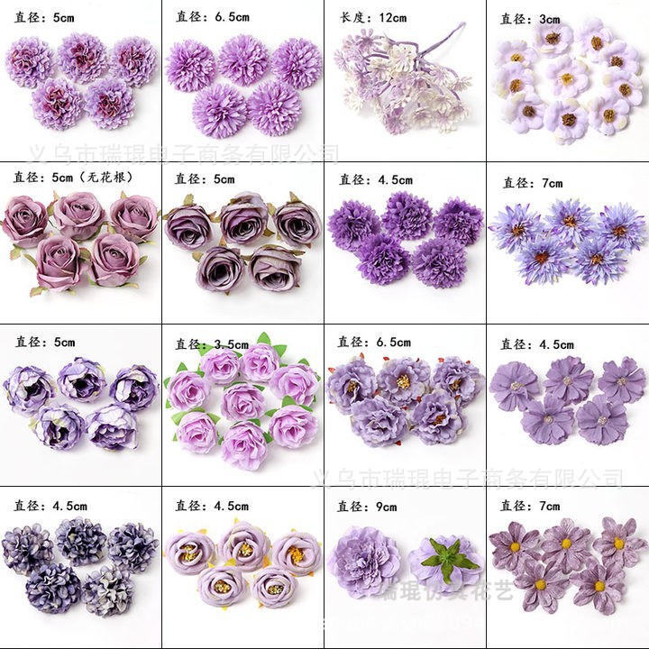 Picture of Purple artificial flower artificial flower silk flower diy handmade wreath headdress hair accessories wedding set