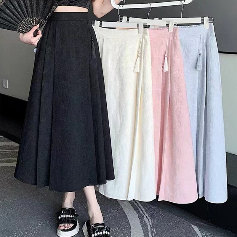 New Chinese Style National Style Jacquard Good-looking Skirt Women's Summer New High Waist Design All-match Western A- line Long Dress
