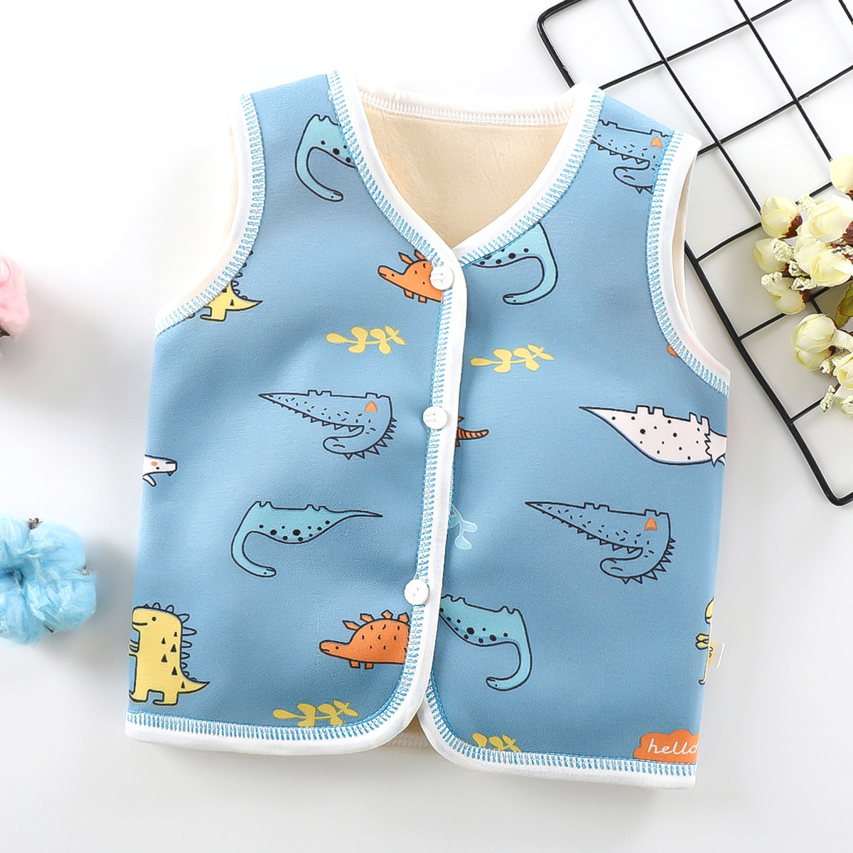 Picture of Spring New Children's Velvet Vest Baby Thickened Vest Cardigan Warm Waistcoat Baby Bottoming Top