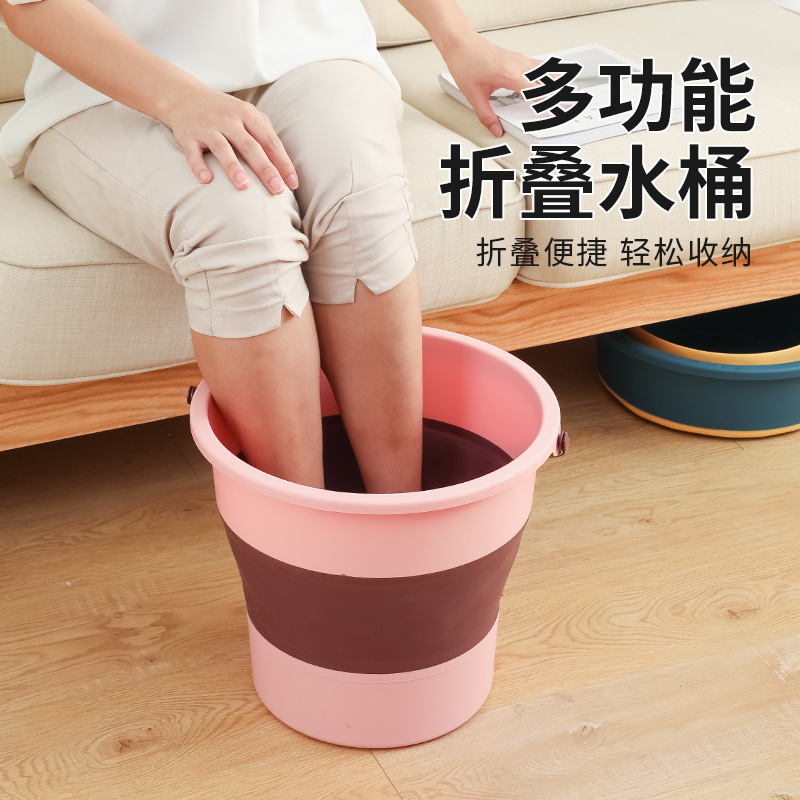 Portable Foldableable Water Bucket for Fishing Bucket Travel Household Plastic Bucket Car Outdoor Thickeneded Small Car Wash Bucket