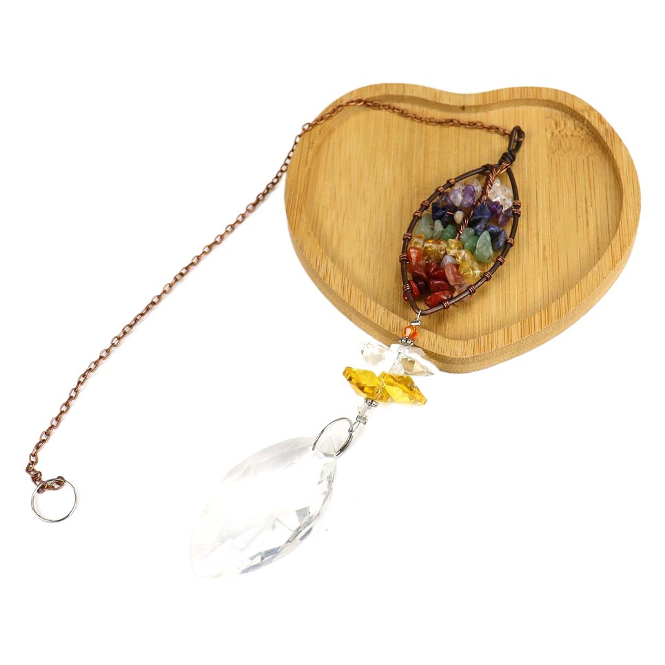 Amazon Hot Sale Natural Gravel Tree of Life Crystal Pendant Crystal Christmas Decoration Sun Catcher Pendant G06